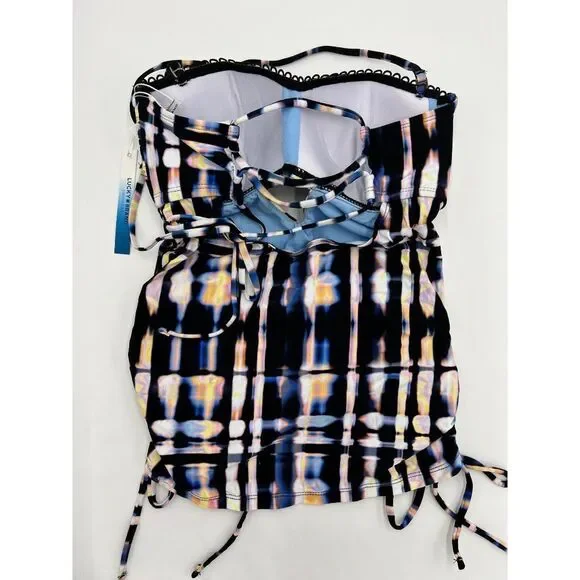 Lucky Brand Dye Print Sweetheart Neckline Strappy Tankini Top Multicolor Size XS